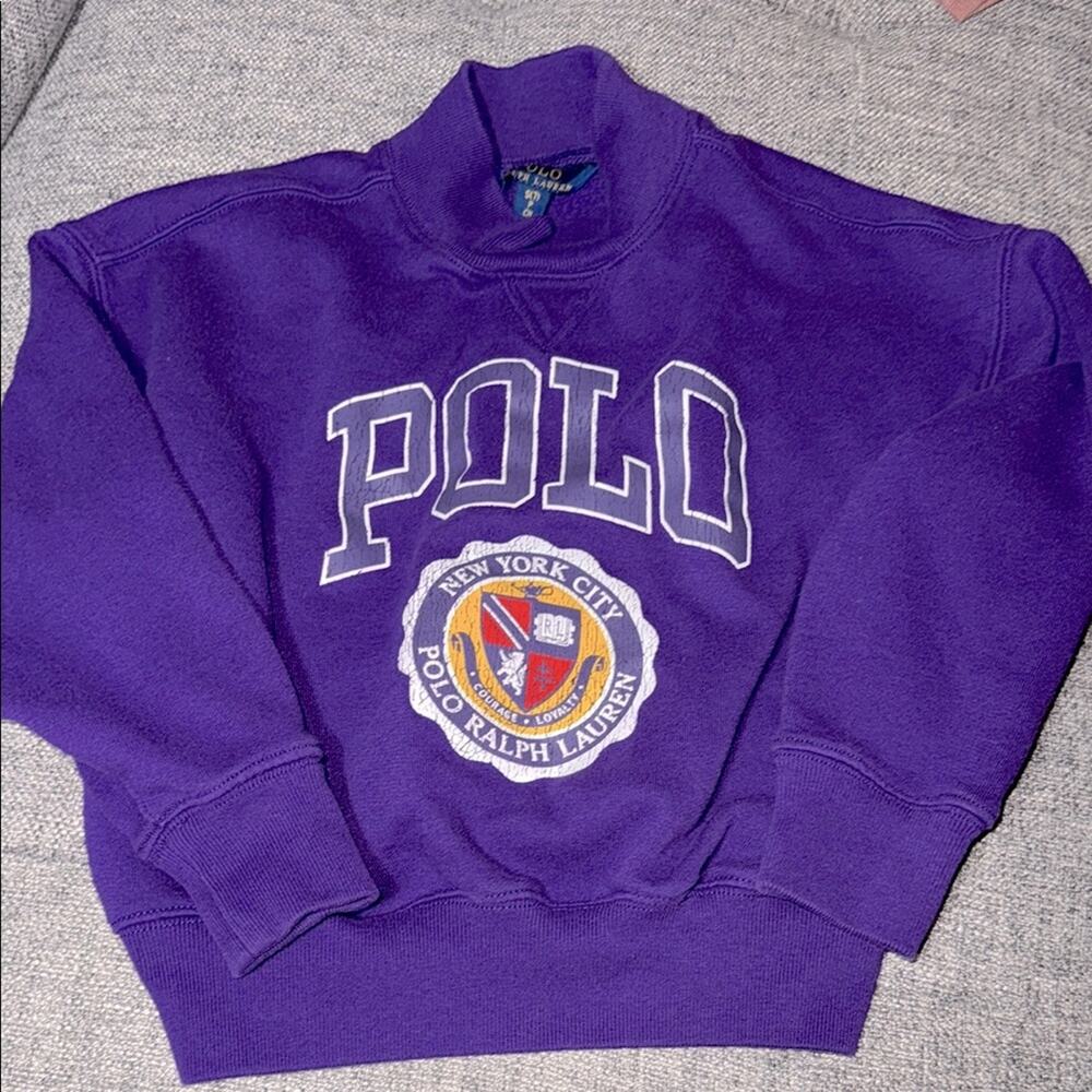Polo Ralph Laure Girls purple logo Crest graphic Sweatshirt size 7